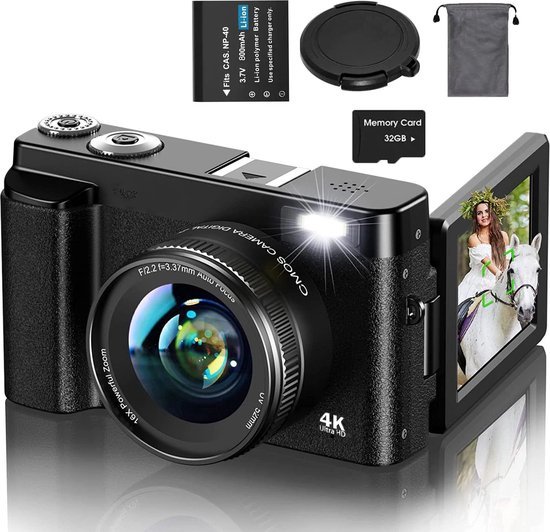 Blyx 4K Vlog Camera met Draaibaar Scherm 16x Zoom Zwart review