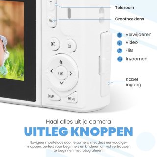 Roxa 4K Vlogcamera met Flip Screen en 32GB SD-kaart