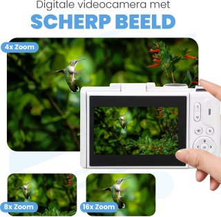 Roxa 4K Vlogcamera met Flip Screen en 32GB SD-kaart