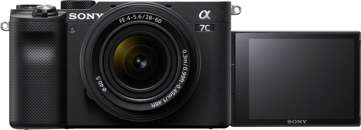 De Sony Alpha A7C systeemcamera met FE 28-60mm lens zwart in één oogopslag