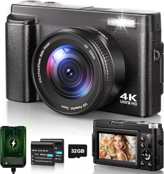 Vlog Camera 4K 48MP Met Scherm 16x Zoom review