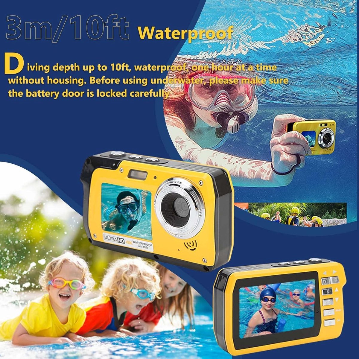 Wat vinden we goed aan de Waterdichte Onderwatercamera Full HD 4K 56MP Dubbele Schermen Zaklamp