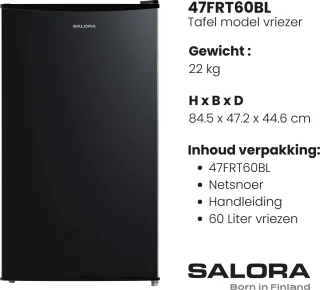 Salora FREEZER48BL - Vriezer - Vriezer tafelmodel - Diepvries - 60 Liter - Zwart
