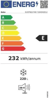Beko B1RFNE274W Vrijstaande Vrieskast 220L Wit