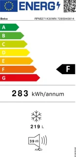 Beko RFNE271K30WN Vriezer