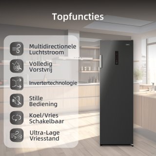 CHiQ CSD206NEID Vrijstaande Vriezer 206L Zwart RVS