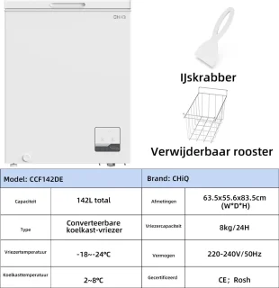 CHiQ FCF142DE Vrieskist 142L Wit