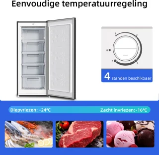 CHiQ FSD160D4E Vrijstaande Vriezer 145L Zwart RVS