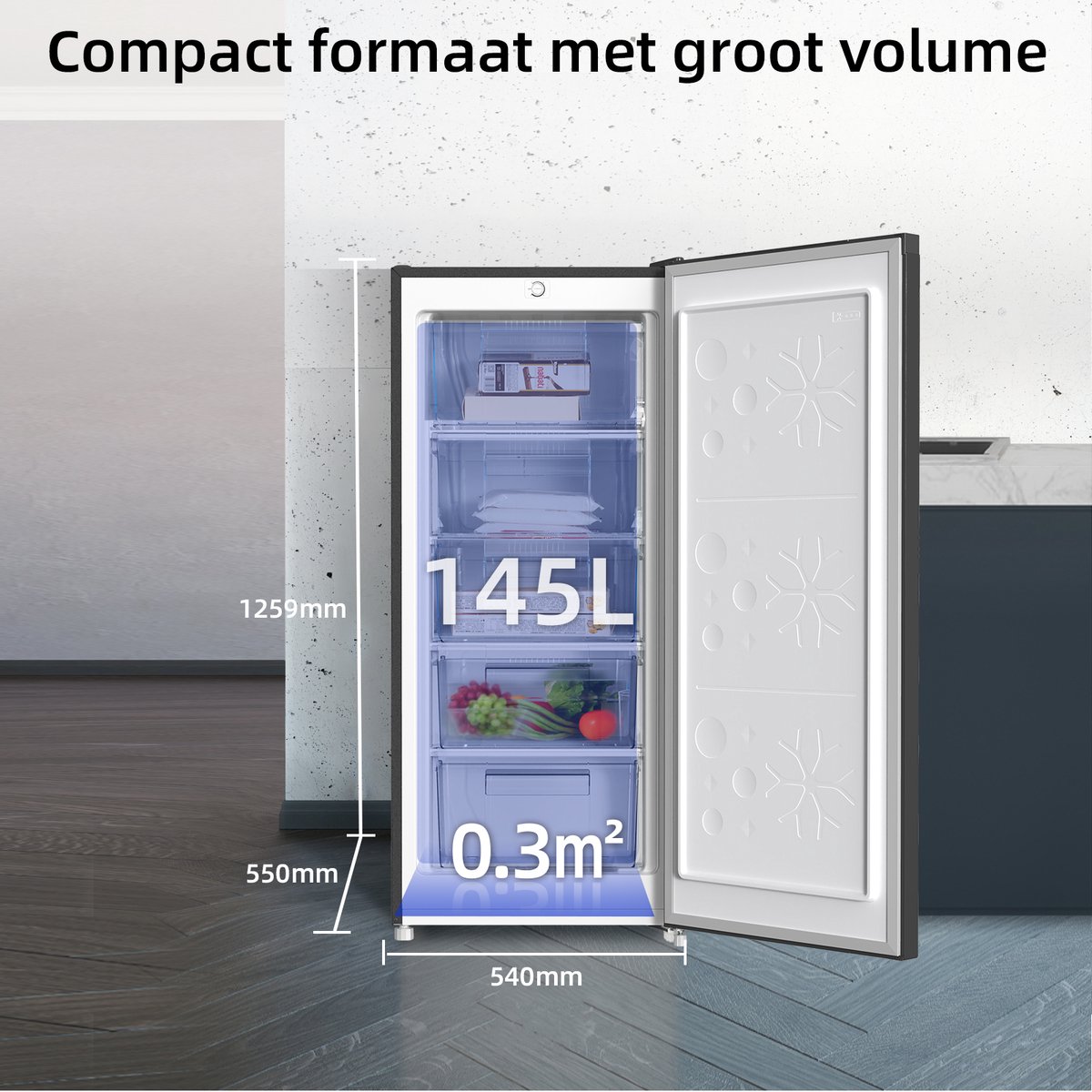 CHiQ FSD160D4E Vrijstaande Vriezer 145L Zwart RVS