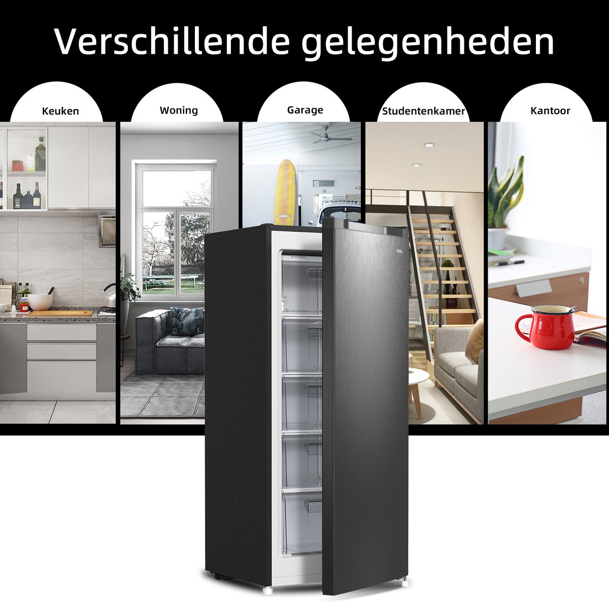 CHiQ FSD160D4E Vrijstaande Vriezer 145L Zwart RVS