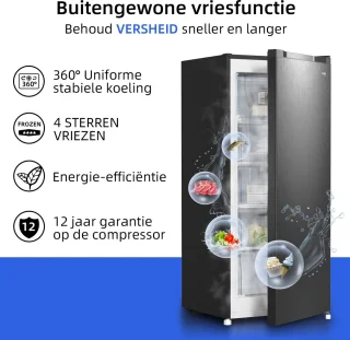 CHiQ FSD160D4E Vrijstaande Vriezer 145L Zwart RVS