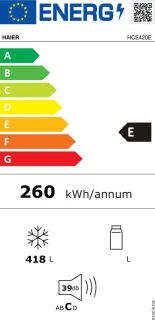Haier HCE420E Diepvrieskist 418L Wit