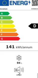 Inventum IVR0882S 88 cm inbouw vriezer wit 94L