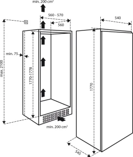 Inventum IVR1785S 178 cm inbouw vriezer 197L wit