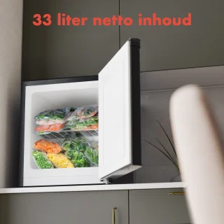 KitchenBrothers Mini Vriezer 33L Vrijstaand Zwart