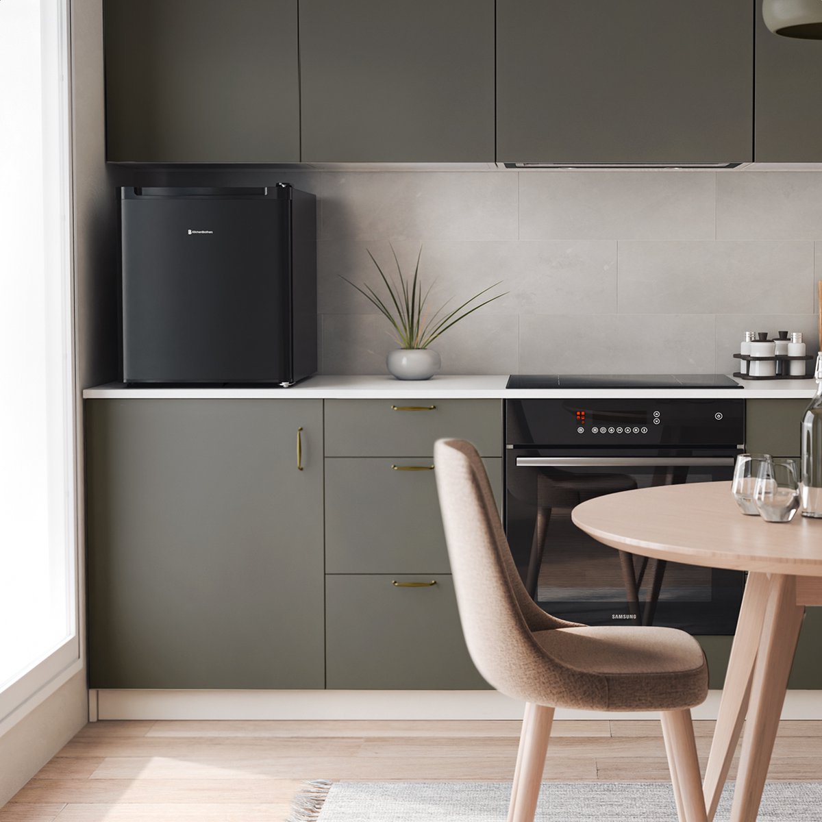 KitchenBrothers Mini Vriezer 33L Vrijstaand Zwart
