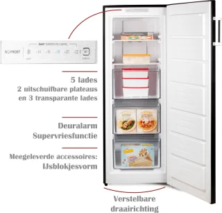 PRIMO PR172DV Vrijstaande Diepvries Zwart 161L