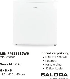 Salora MINIFREEZE32WH Mini-vriezer
