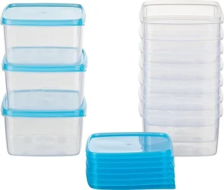Vriesdozen met deksel - Voorraadbakjes opbergdozen - 10 x 0,5 liter - lichtblauw