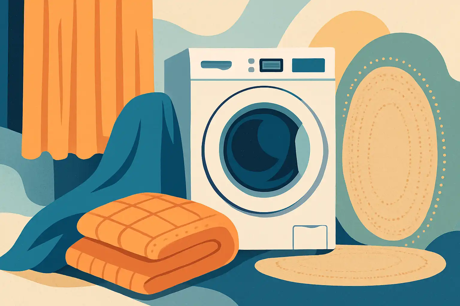 Grote stukken, kleine machine: hoe je gordijnen, dekens en vloerkleden veilig in je was‑droogcombi wast en droogt