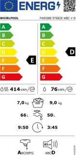 Whirlpool FWDGBE 97682E WBC V N - Was-droogcombinatie