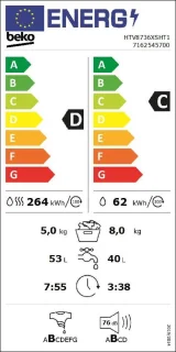 Beko HTV8736XSHT1 Wasdroogcombinatie Vrijstaand Wit