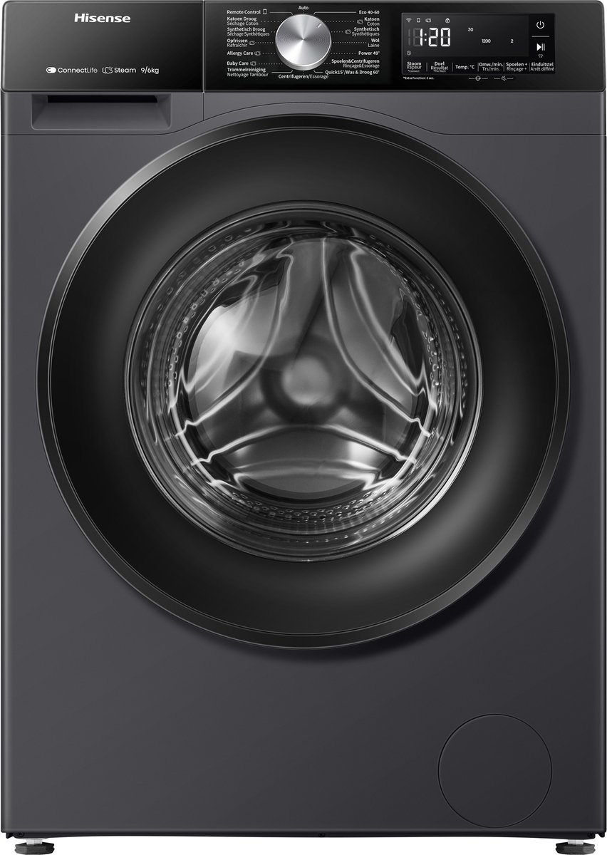 De Hisense WD3S9043BB3 Was-droogcombinatie Zwart in één oogopslag