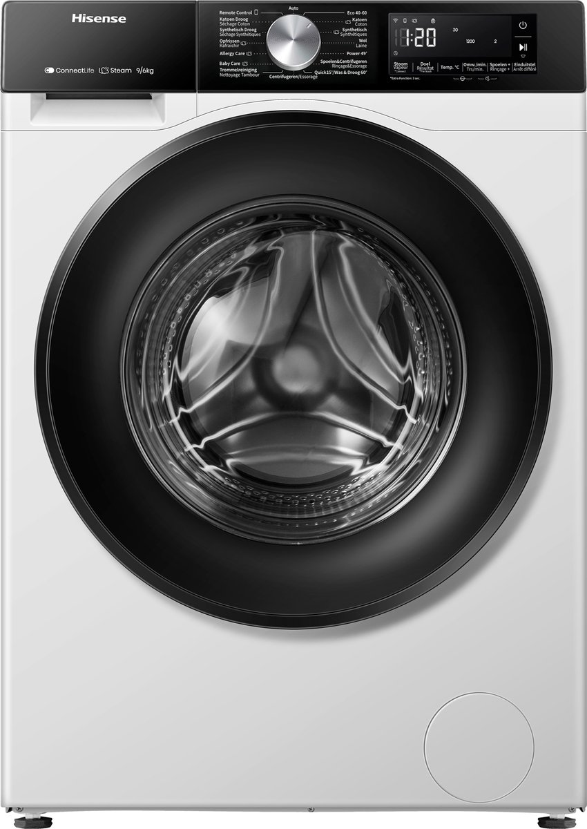 De Hisense WD3S9043BW3 Was-droogcombinatie Wit in één oogopslag