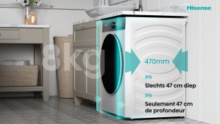 Hisense WD5I8043BWF Was-droogcombinatie 8/5 kg 1400 tpm Slimline