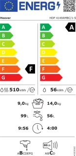 Hoover H-WASH&DRY 500 HDP 4149AMBC/1-S Was-droogcombinatie