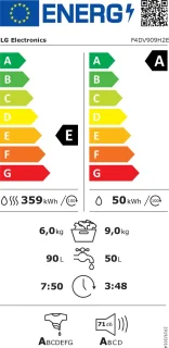 LG F4DV909H2E Was-droogcombinatie Vrijstaand Wit