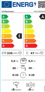 LG W4X1085NWB Wasdroogcombinatie 8kg/5kg