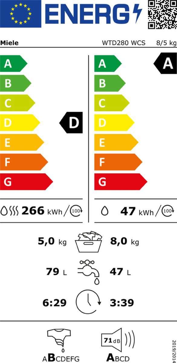 Wat vinden we goed aan de Miele WTD280 WCS Was-droogcombinatie Vrijstaand Wit