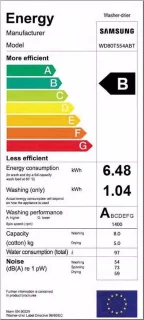 Samsung WD80T554ABT AddWash was-droogcombinatie