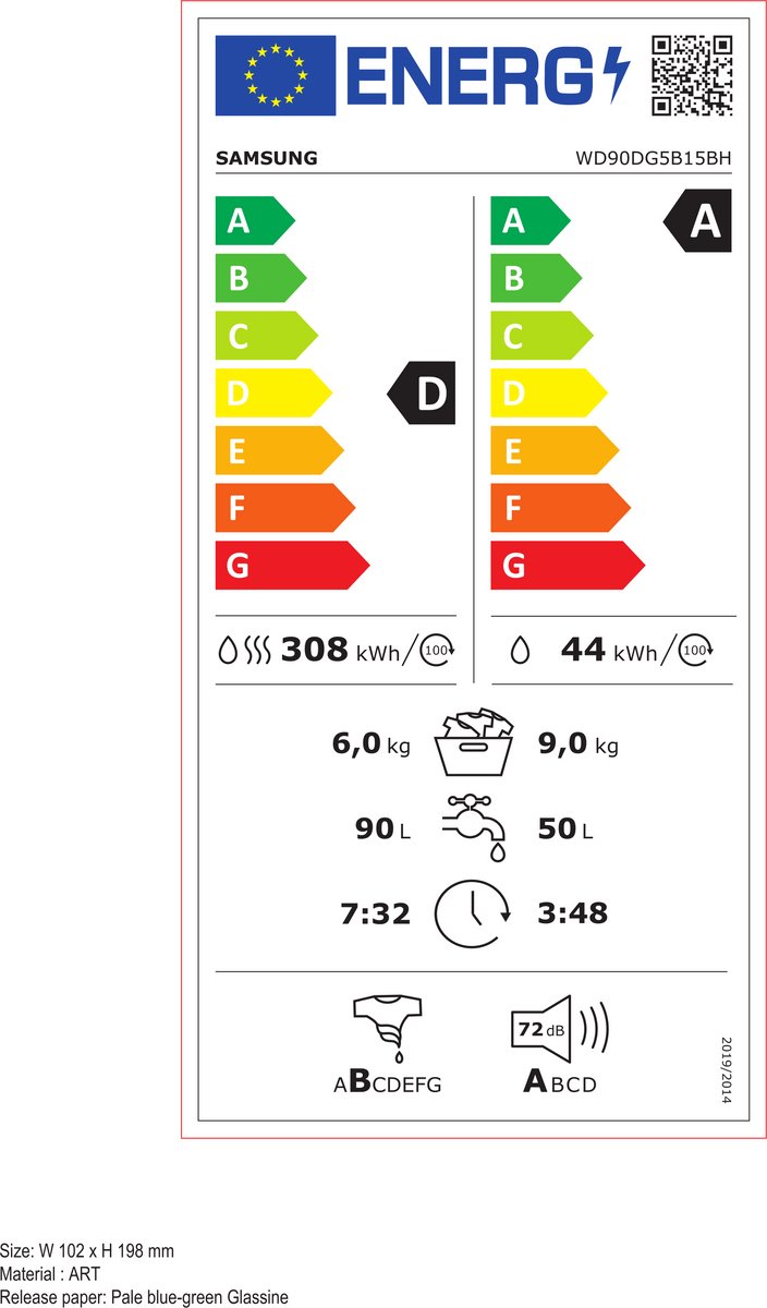 Wat vinden we goed aan de Samsung WD90DG5B15BH 5000-serie Was-droogcombinatie 9/6 kg
