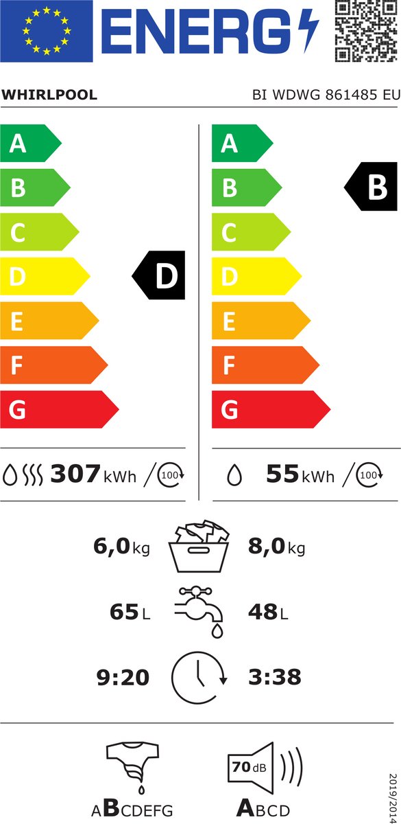 Wat vinden we goed aan de Whirlpool BI WDWG 861485 EU Was-droogcombinatie Inbouw Wit Links