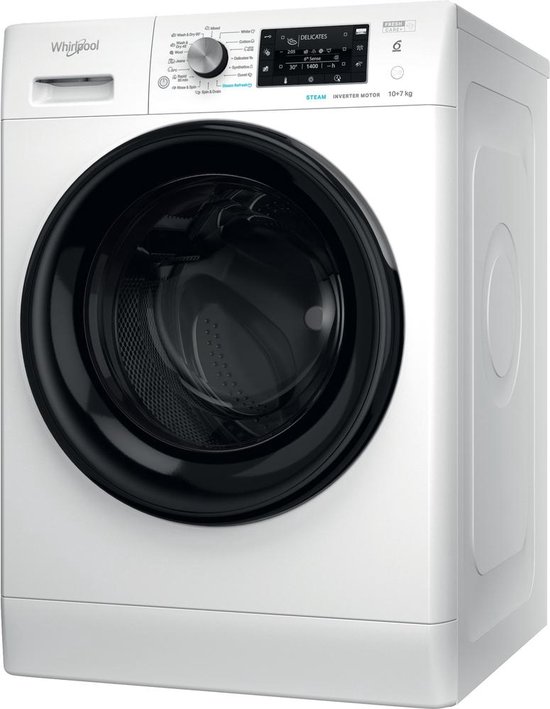 Whirlpool FFWDD1076258B Was-droogcombinatie Vrijstaand Wit Zwart review