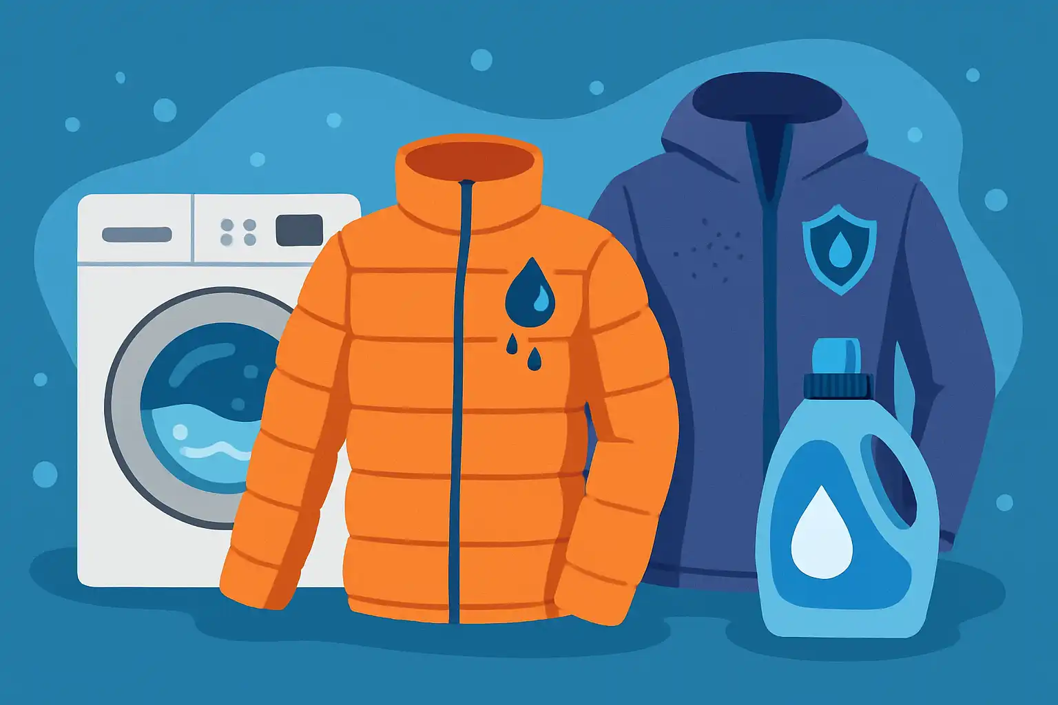Zo was je dons- en outdoorjassen: tips om waterdichte lagen en vulling te behouden