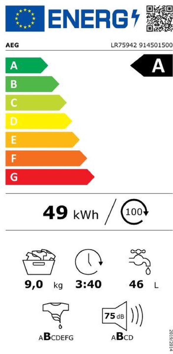 Wat vinden we goed aan de AEG LR75942 7000 serie Wasmachine 9kg 1400rpm A