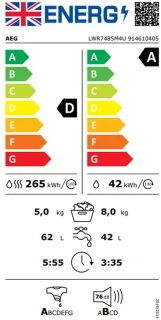 AEG LR7D94GW wasmachine