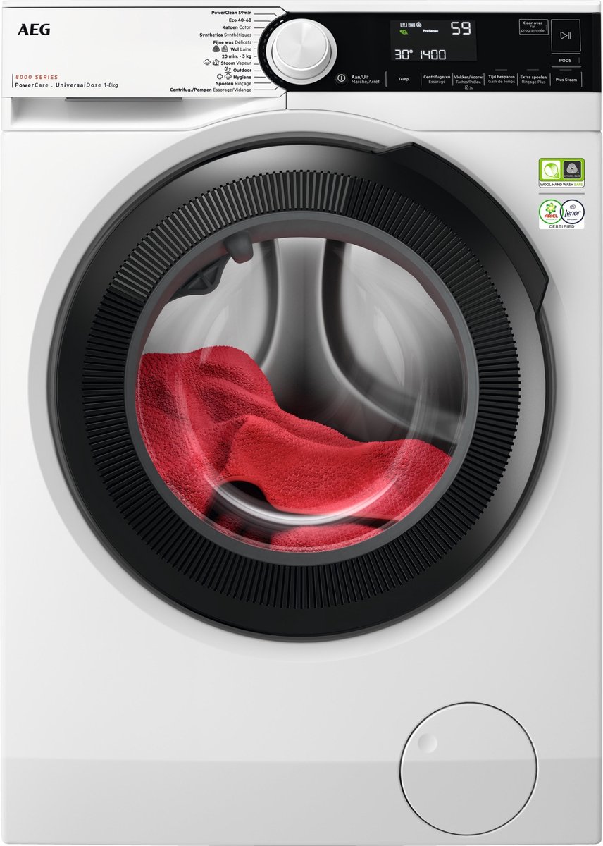 De AEG LR85U844 EcoLine 8000 serie Wasmachine in één oogopslag
