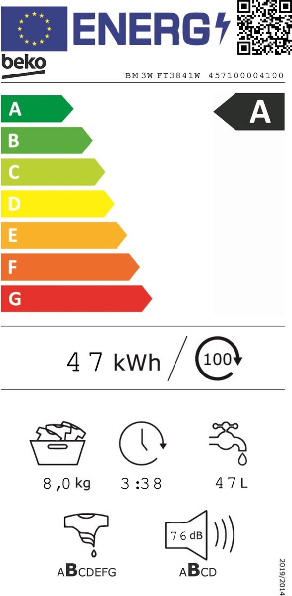 Wat vinden we goed aan de Beko BM3WFT3841W EnergySpin wasmachine 8 kg