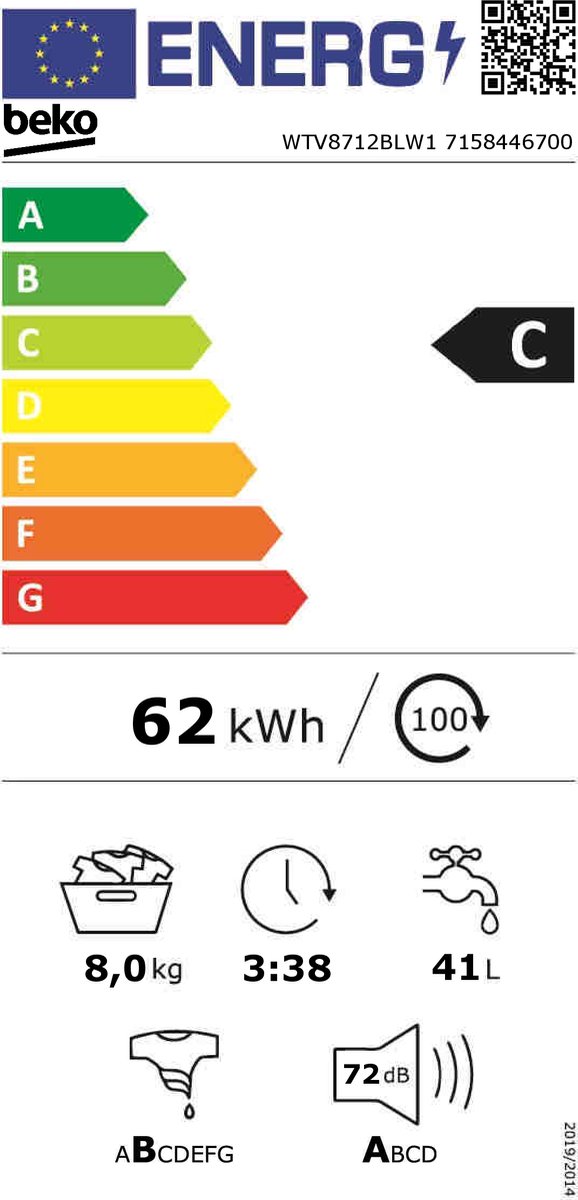 Wat vinden we goed aan de Beko WTV8712BLW1 Wasmachine