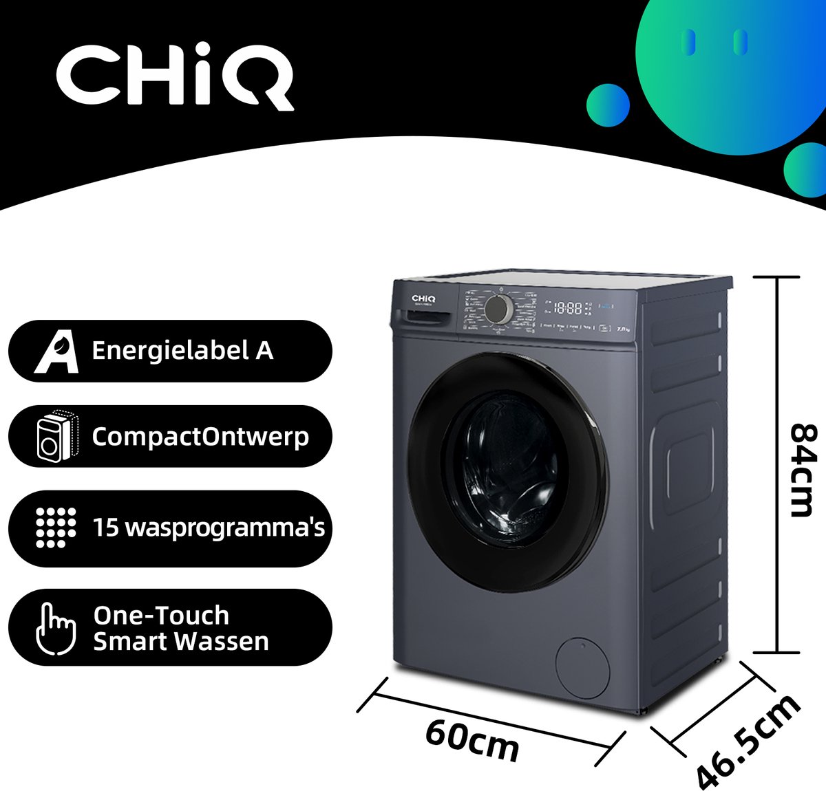 CHiQ CW07123863AX Wasmachine 7 kg Space Pro