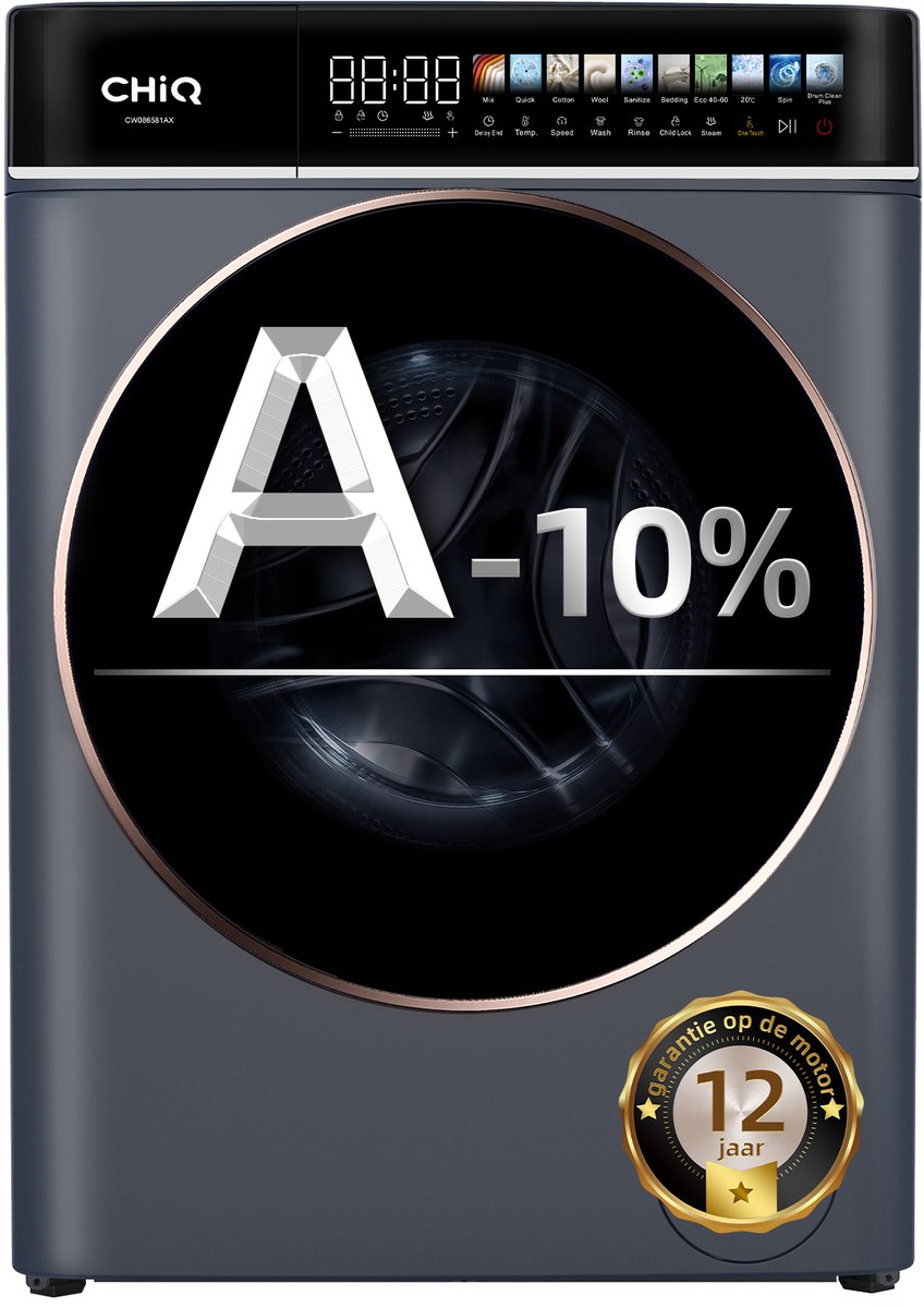 De CHiQ CW086581AX Wasmachine 8 KG in één oogopslag
