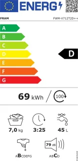 Fram Wasmachine 7 kg 1200 RPM Wit