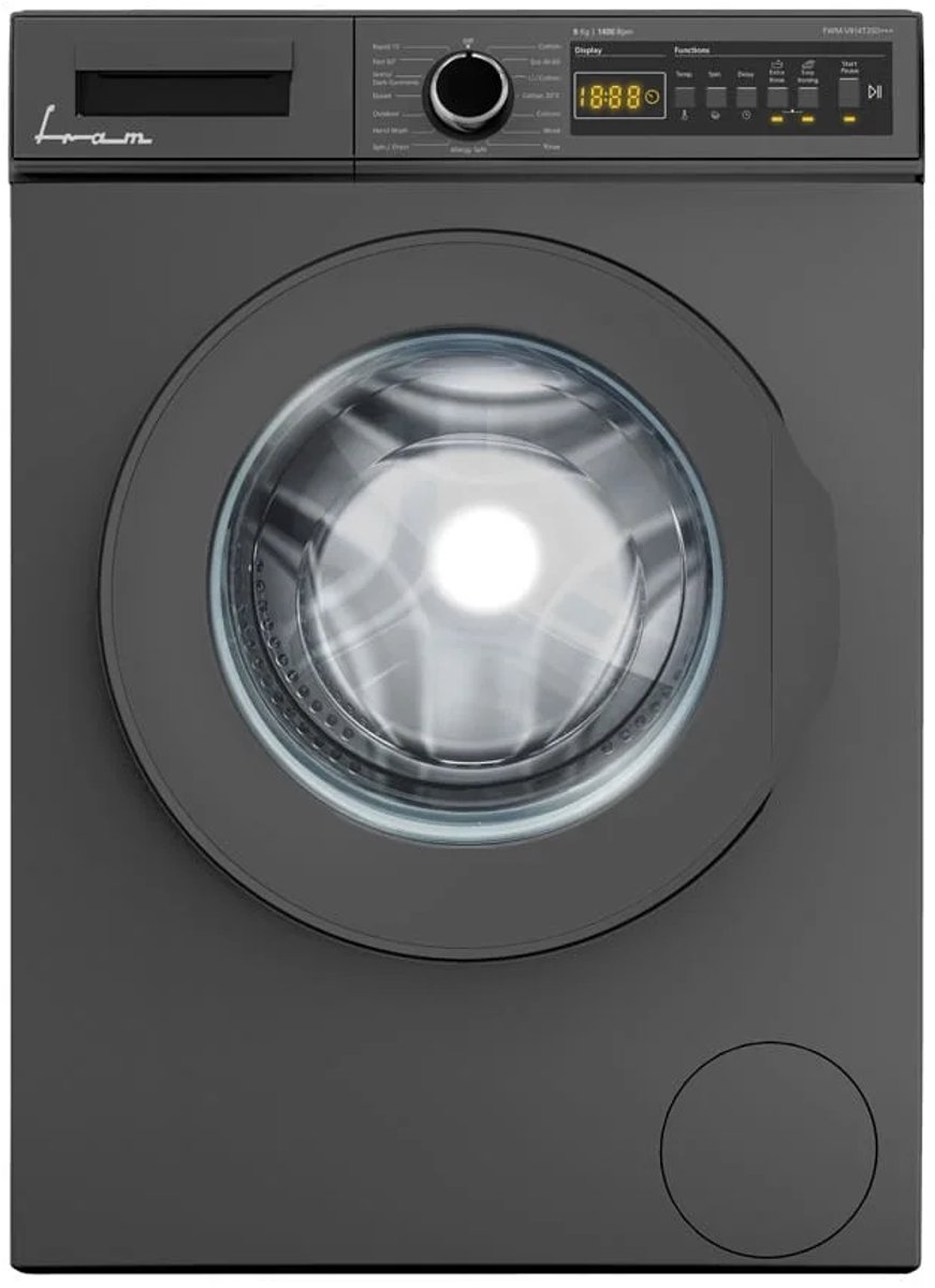 De Fram Wasmachine 8 kg 1400 RPM Grijs in één oogopslag