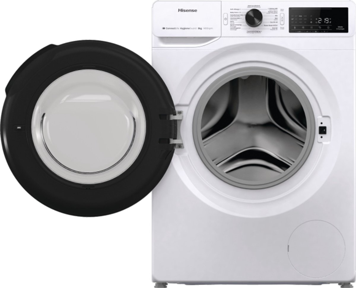 De Hisense WF3V843BW/BLX wasmachine 8 kg 1400 RPM wit in één oogopslag