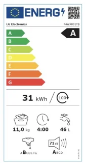 LG F4WX801YB Wasmachine 11kg Zwart