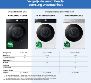 Samsung Bespoke WW90DB7U34GBU3 7000 Serie Zwart Wasmachine